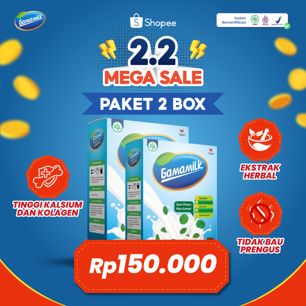 

PAKET 2 BOX GAMAMILK - Susu Kambing Etawa Plus Ekstrak Gamat - HALAL Dan BPOM
