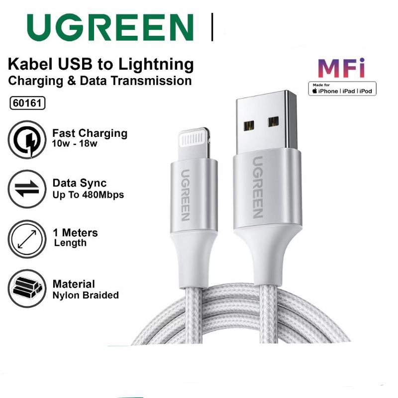 UGREEN - KABEL USB UGREEN IPHONE 2.4A NYLON