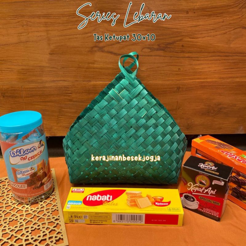 TAS KETUPAT NATURAL & WARNAb| keranjang hampers besek anyaman tas besek lebaran besek ketupat