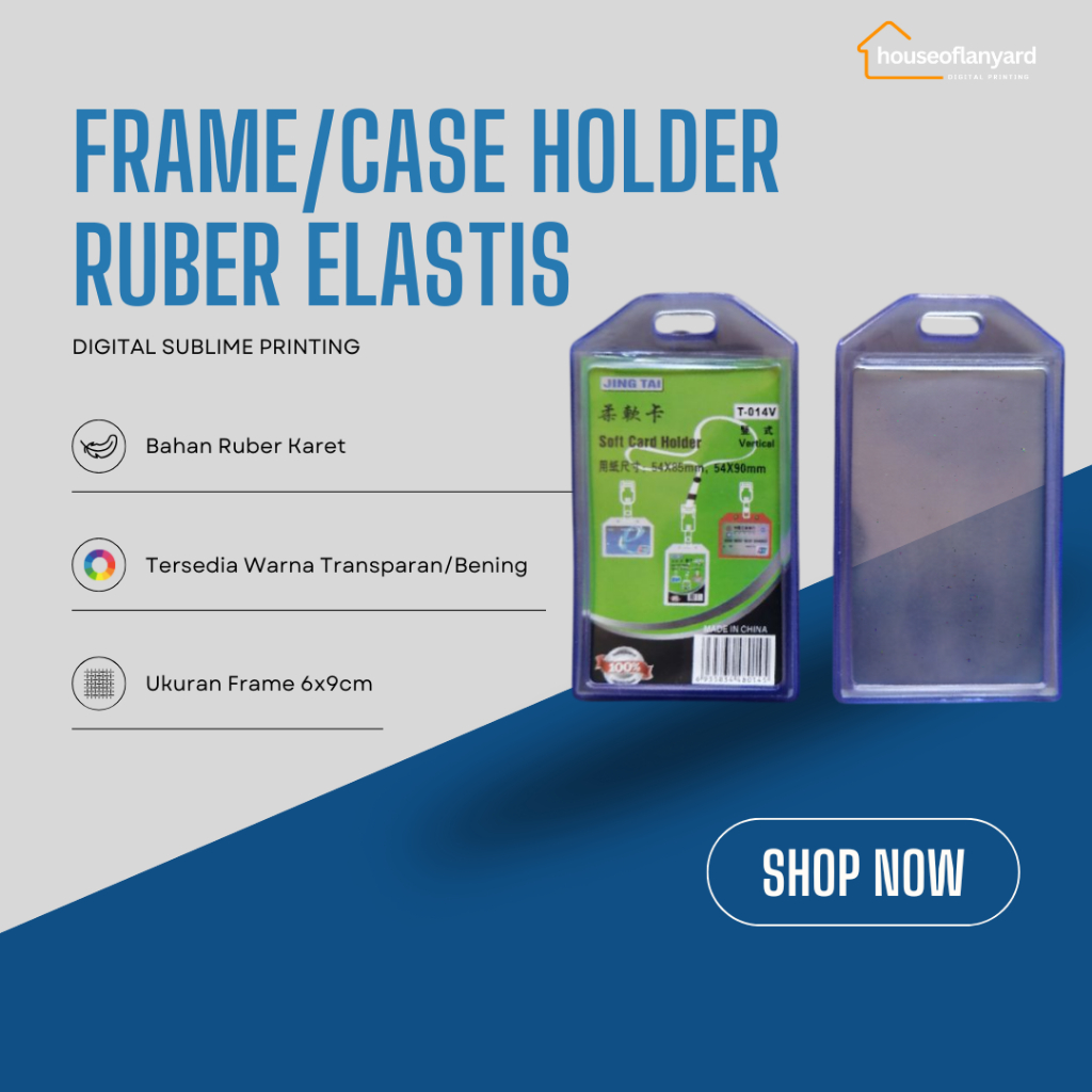 

Card Holder Casing Idcard Frame Tempat Kartu Name tag Bahan Rubber Karet Elastis Transparan Bening