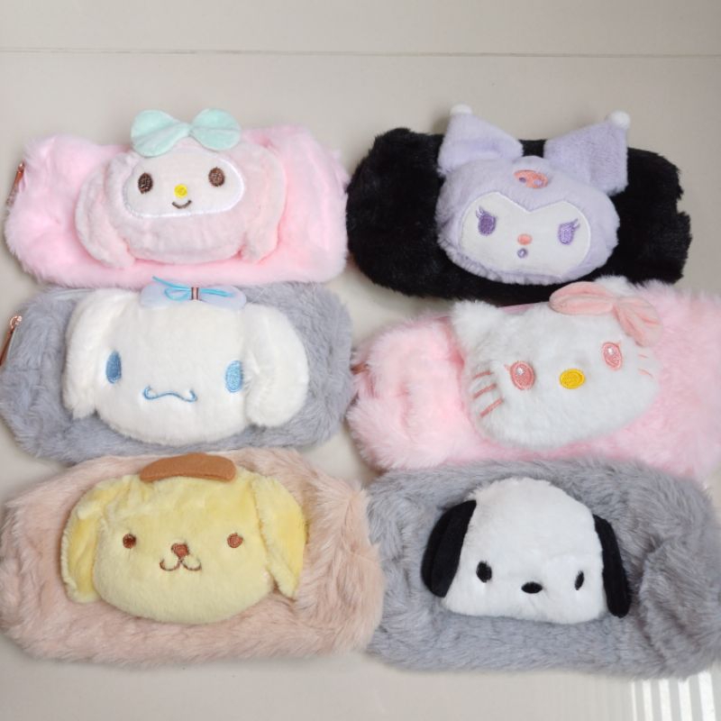 

Pouch kotak pensil bulu boneka kepala 4032C MY MELODY CINNAMOROLL KUROMI HELLO KITTY POMPOMPURIN POCHACCO