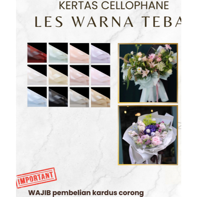 

[Yobee] Kertas Cellophane Buket Bunga Les Warna Tebal