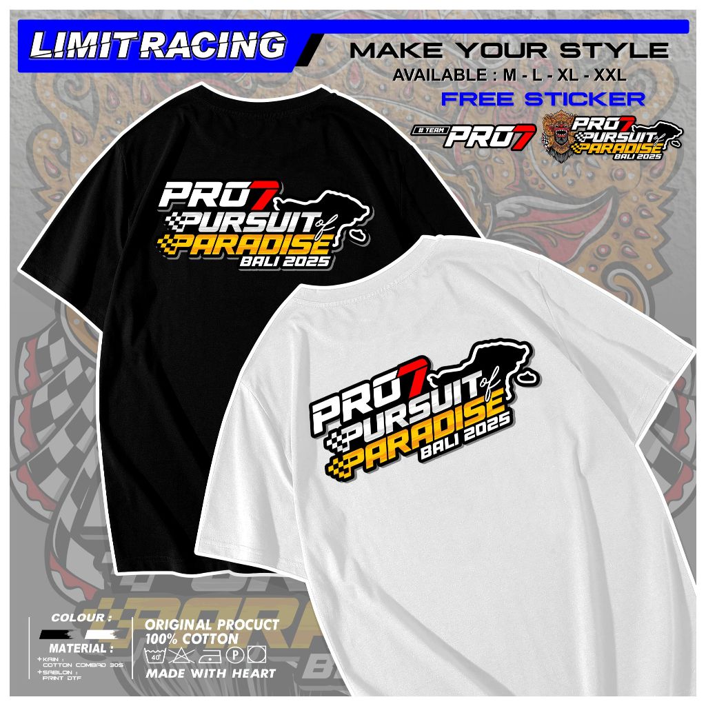 Kaos Distro PRO7 Pursuit of  Paradise Bali 2025 Bahan Cutton  Combed 30s Unisex Pria Wanita- Free St