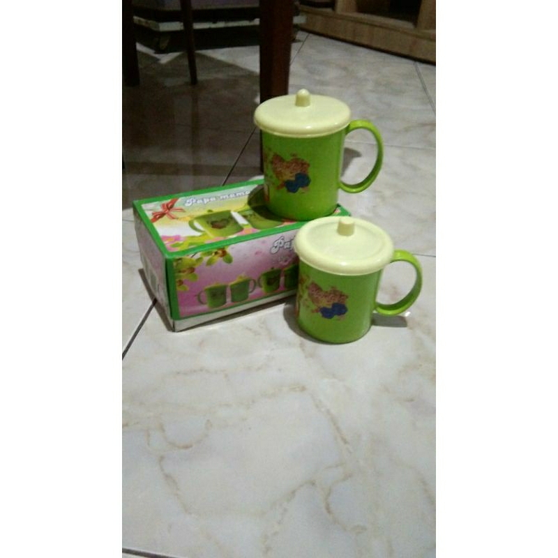 Gelas Papa Mama 2 Pcs Mug Plastik Tebal