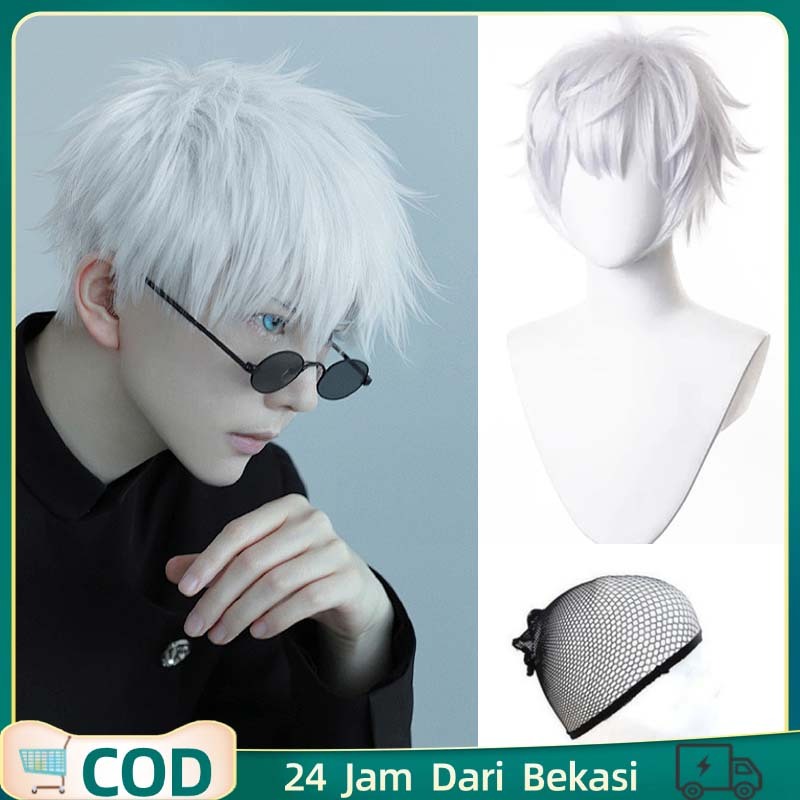 wig gojo satoru/wig anime/gojo satoru wig/wig anime cosplay/wig rambut gojo