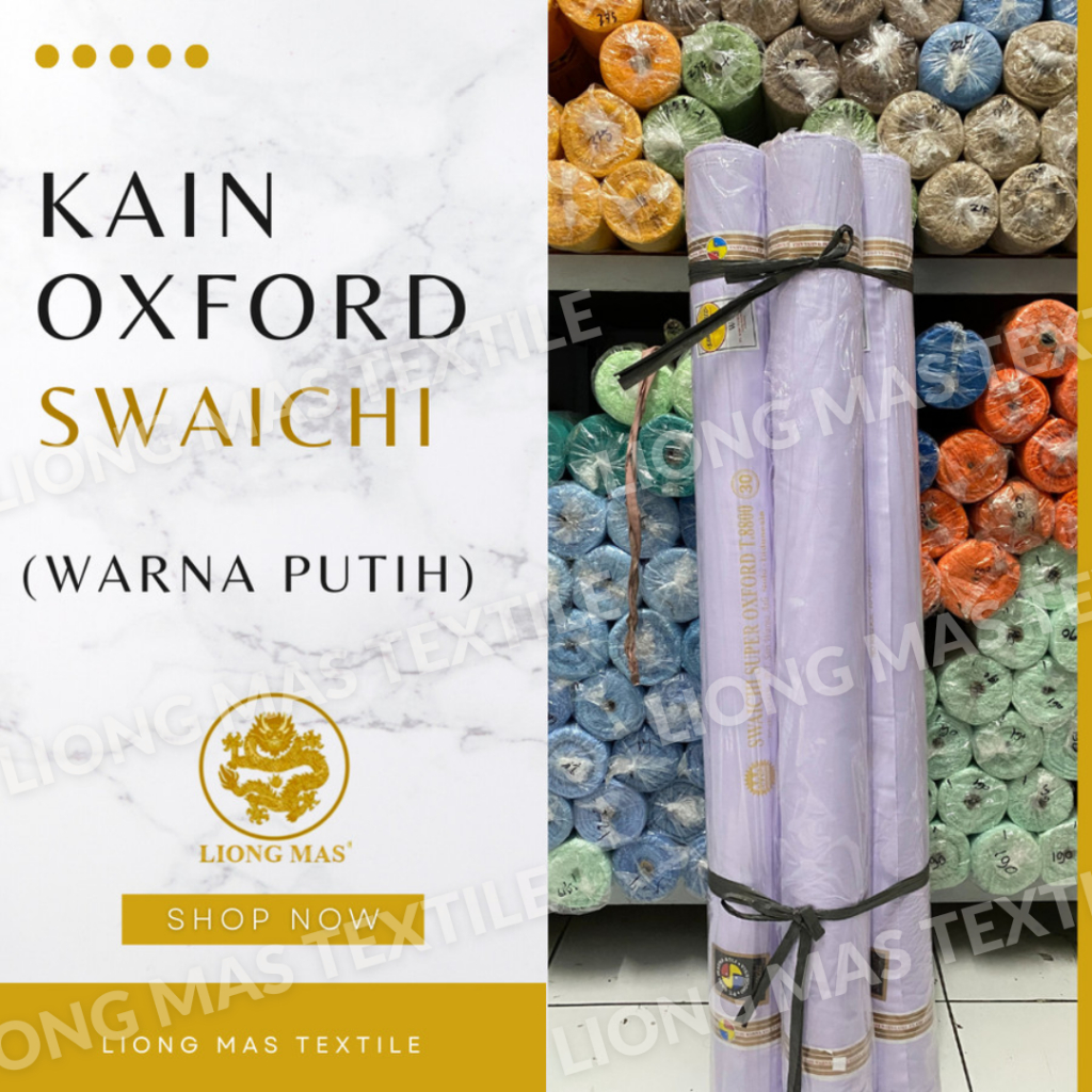 KAIN OXFORD SARI WARNA SWAICHI WARNA PUTIH 1 Roll isi 27 Meter