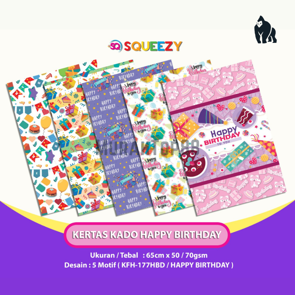 

Kertas Kado Squeezy 10 Lembar 1 Tema / Kertas Bungkus Kado Fancy / Gift Paper Lucu