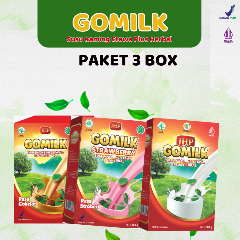 

[ PAKET 3 BOX ] GOMILK SUSU KAMBING ETAWA PLUS HERBAL ATASI NYERI SENDI ASAM URAT KEMASAN 200G