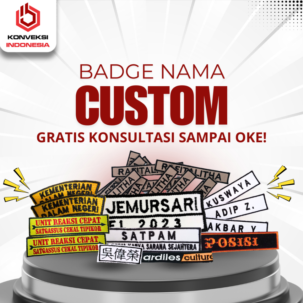 SEHARI JADI Badge Nama Satpam | Bet Nama Pramuka | Nama Baju Sekolah | Bordir Nama Tempel | Bed Nama