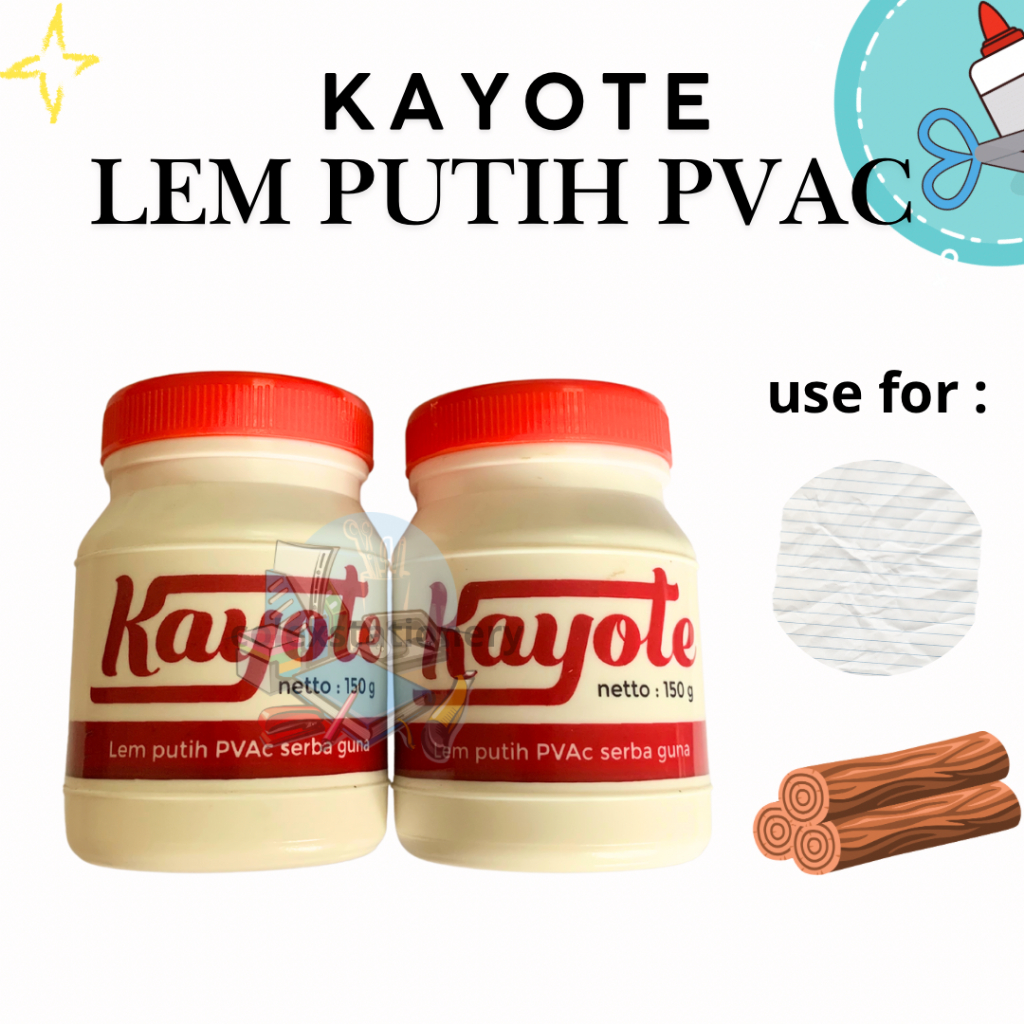 

[1 BOTOL] Lem Pvac Putih / Lem Putih Serba Guna Untuk Kertas Kayu 150 Gram Kayote