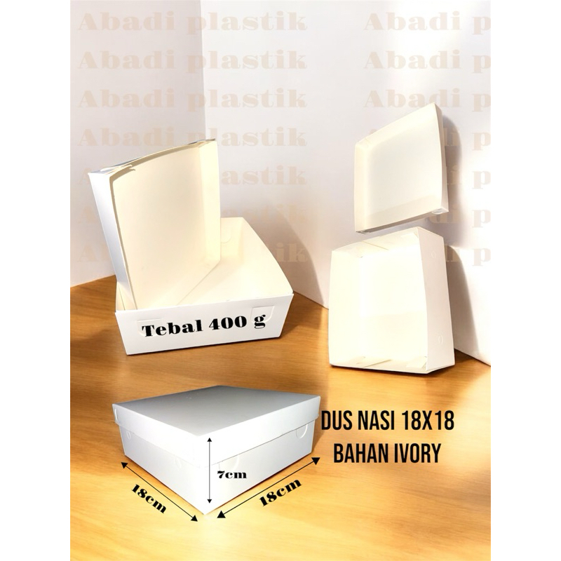 DUS NASI IVORY / DUS NASI PREMIUM / KOTAK NASI POLOS UKR 18x18 ISI 50 PCS