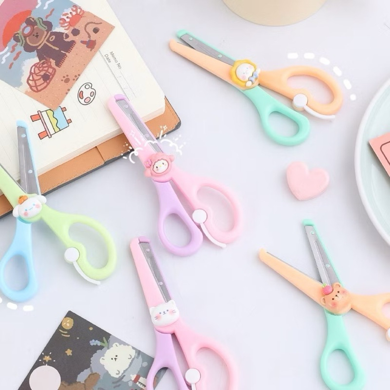 

Gunting Portable Mini Lucu Warna Pastel Gunting Anak Karakter Motif