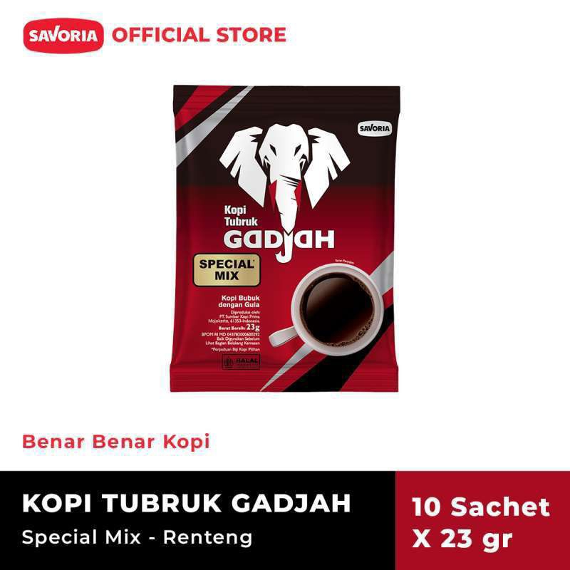 

Kopi Tubruk Gadjah Special Mix Kopi + Gula. 23g x 10 Sachet.