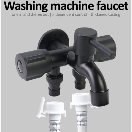 CODKran Cabang Stainless Hitam/Perak - Sus304 Kran Kamar Mandi / Kran Shower Cabang 3 Kran Tembok