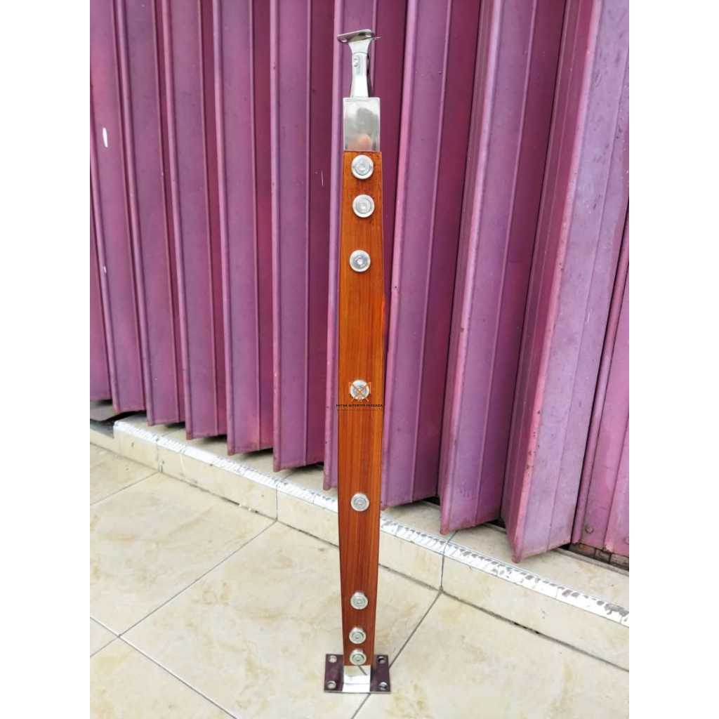 Tiang Railing Tangga Kayu Cembung Tengah/ Tiang Railing Tangga Jari/ Tiang Railing Tangga Stainless/