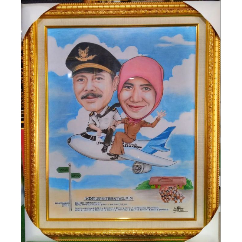 Karikatur Wajah Berwarna Couple A3