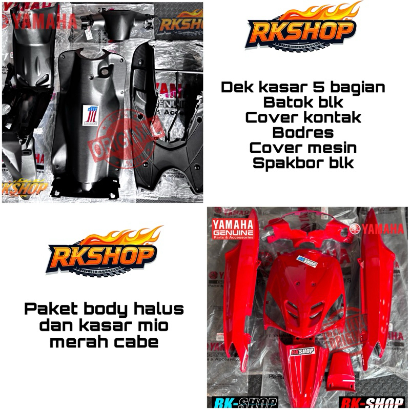 cover body mio sporty merah cabe dan dek kasar mio original yamaha genuine Part