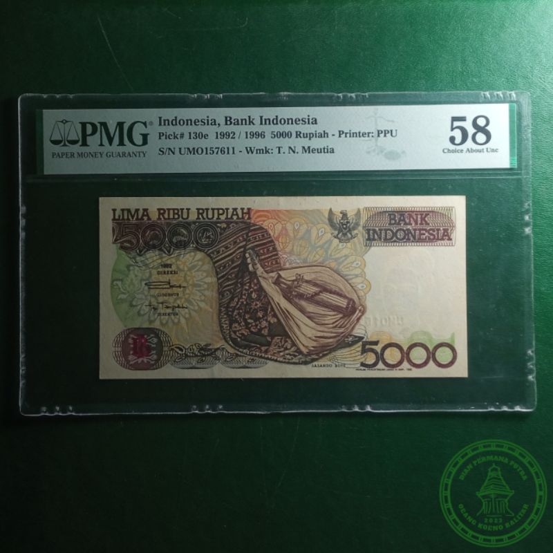 Uang Kuno 5000 Rupiah Tahun 1992 PMG (Uang ini sudah tidak berlaku, hanya untuk koleksi)