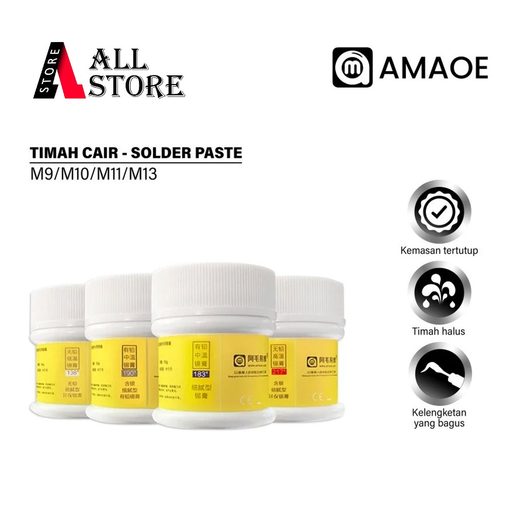 Amaoe M9/M10/M11/M13 Timah Pasta - M9 217°C - M10 183°C - M11 138°C - M13 190°C / Timah Cair / Jump 