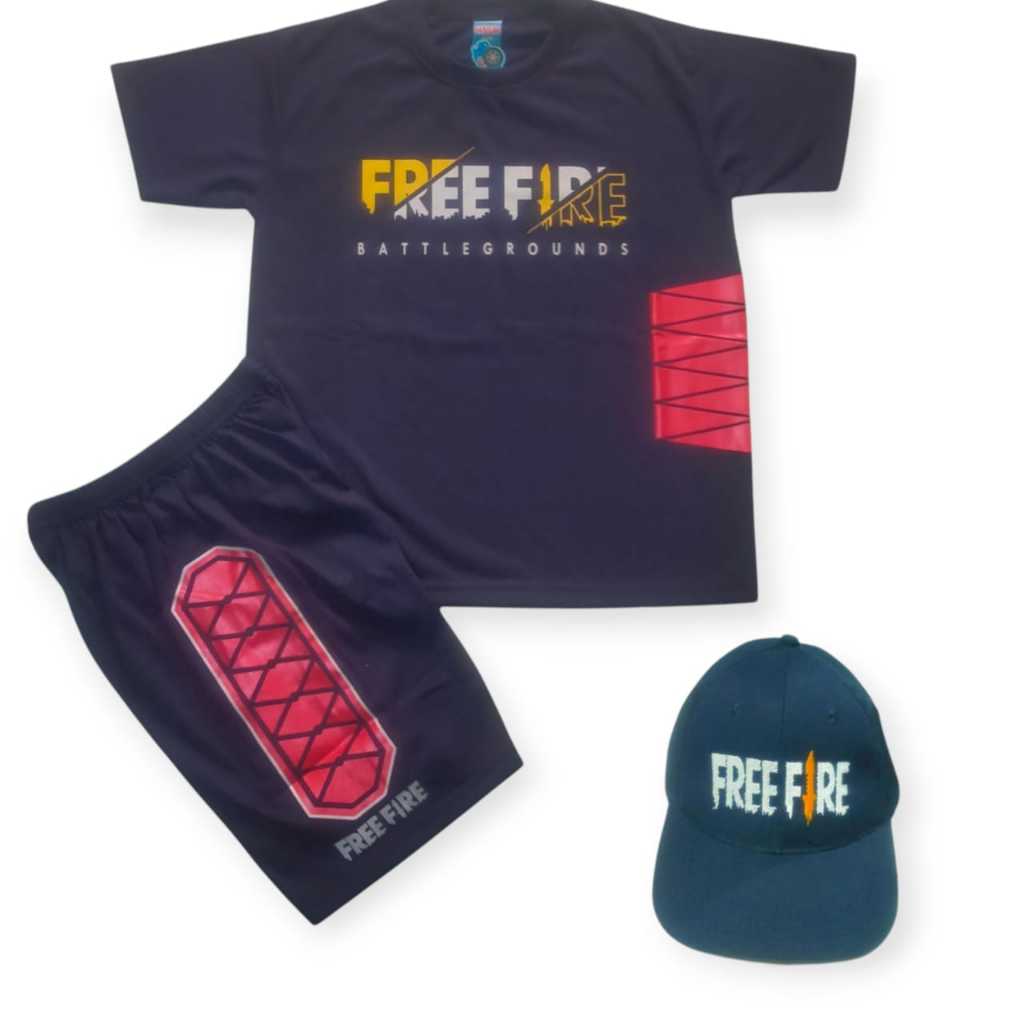 Baju Stelan Free Fire Kaos dan Celana Pendek Stelan Anak Cowok Bergambar Custom FreeFire