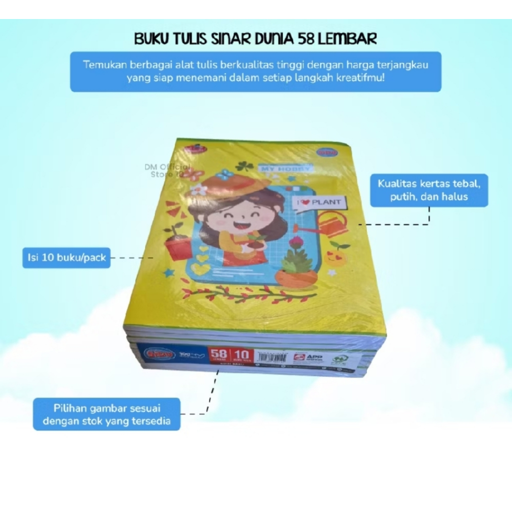 

PROMO MURAH GROSIR Buku Tulis Sinar Dunia / SIDU & KIKY 38 Lembar - Perpack