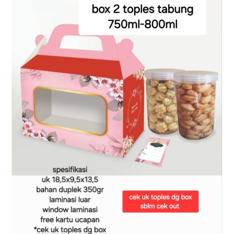 box 2 toples tabung 750ml-800ml (kotak jar 750-800ml) free pita