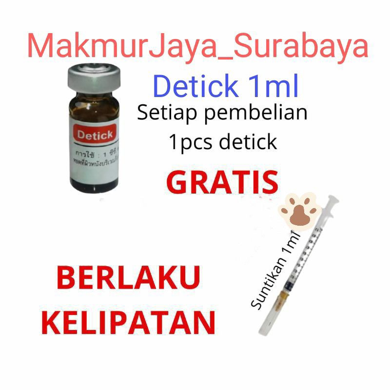 Detick 1ml (ASLI) Obat Kutu Untuk Kucing Anjing Detick 1-10kg berat badan