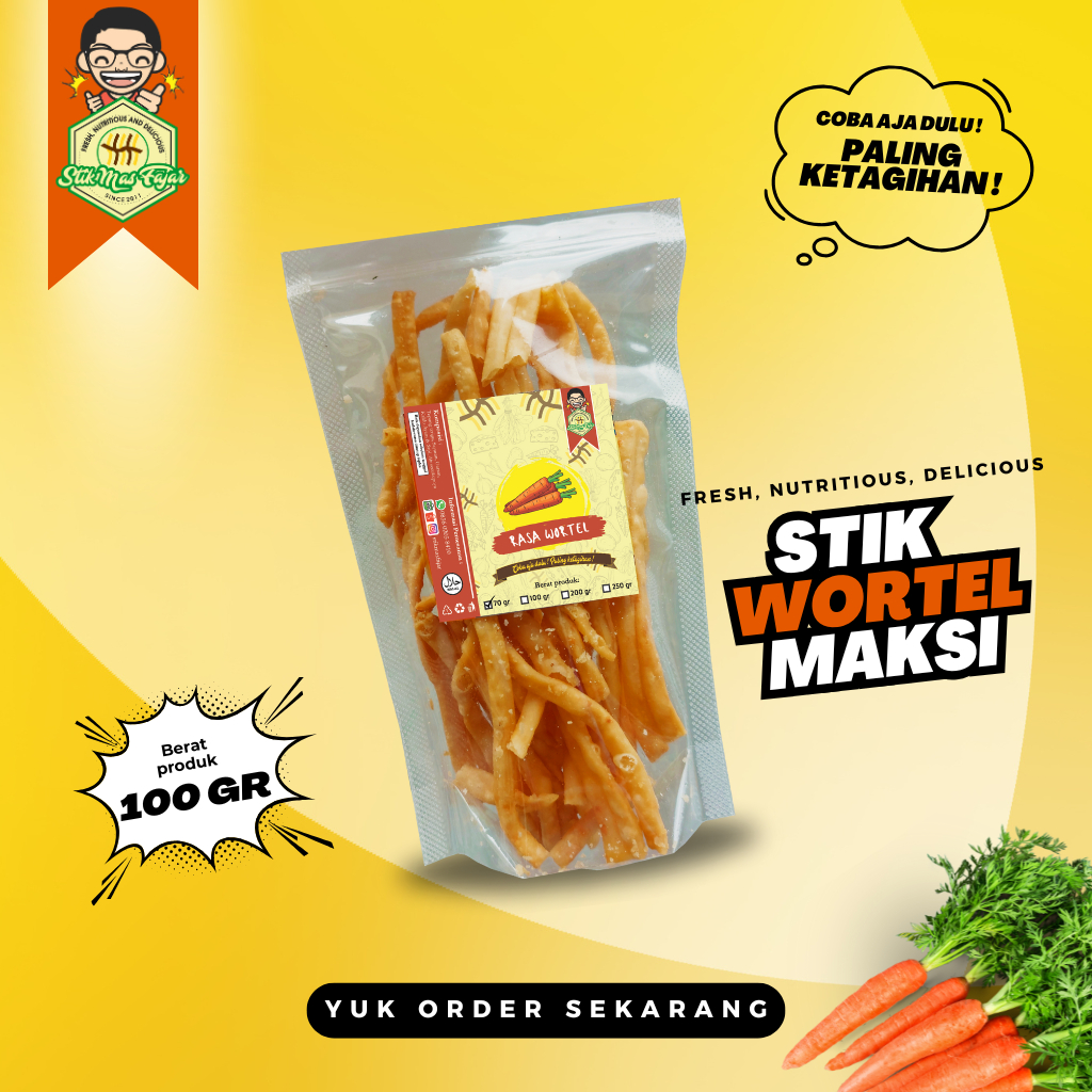 

[PLASTIK - 100 GRAM] STIK WORTEL Mas Fajar Camilan 100% Halal - Coba aja dulu ! Paling ketagihan !