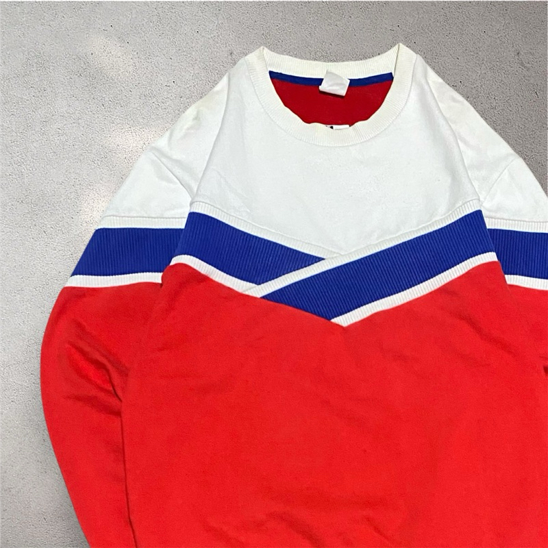 Crewneck Vintage Colorblock Three Tone Brand Le Coq Sportif