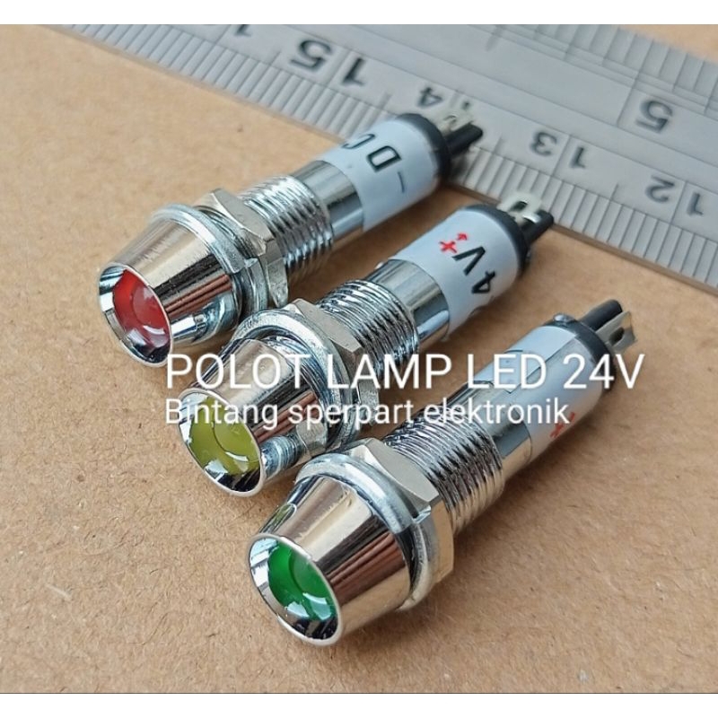 (1Buah) PILOT LAMP LED 24V BESI DRAT 8mm PILOT LAMP 24V LED BESI LAMPU LED 24V PILOT LAMP 24VOLT