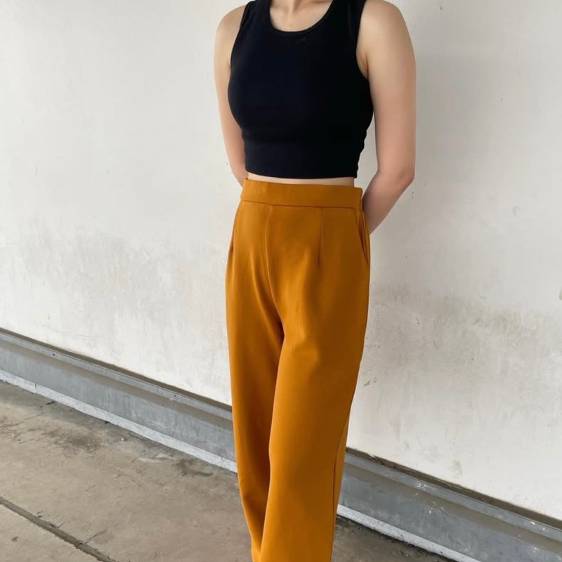 Alana Culotte Yellow Mustard Colored / Celana Kulot Wanita Warna Kuning Mustard Comfort - Affordable