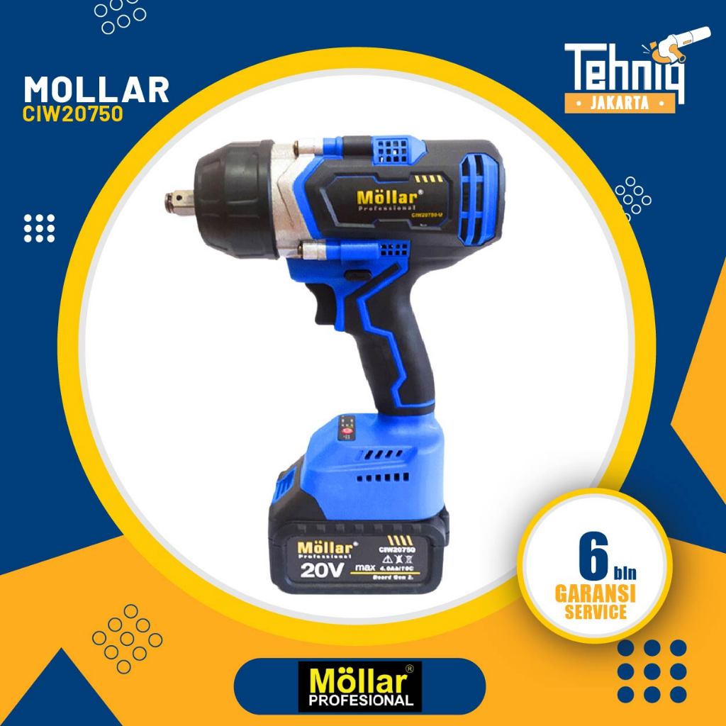 Mollar CIW20750 Cordless Impact Wrench Brushless 750Nm / Mollar CIW 20750 Mesin Pembuka Baut Mobil T