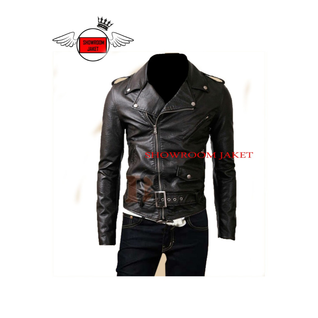 (BISA COD )Jaket Kulit Domba Asli Pria Model Classic Biker – Jaket Kulit Premium Fashion Motor - jak