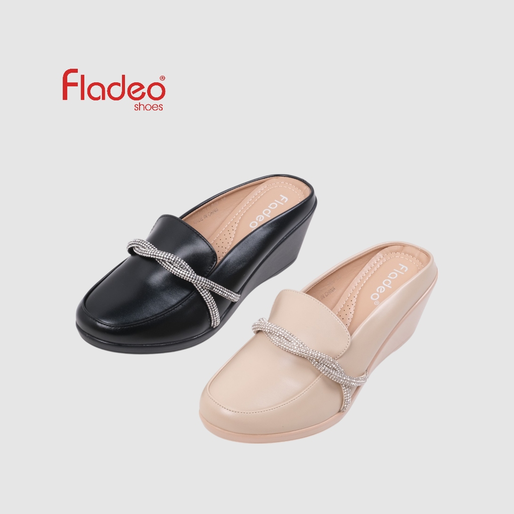 Fladeo A25/LDH567-2LU/Sepatu Slop Wedges Wanita [ Wedges Formal Shoes ]