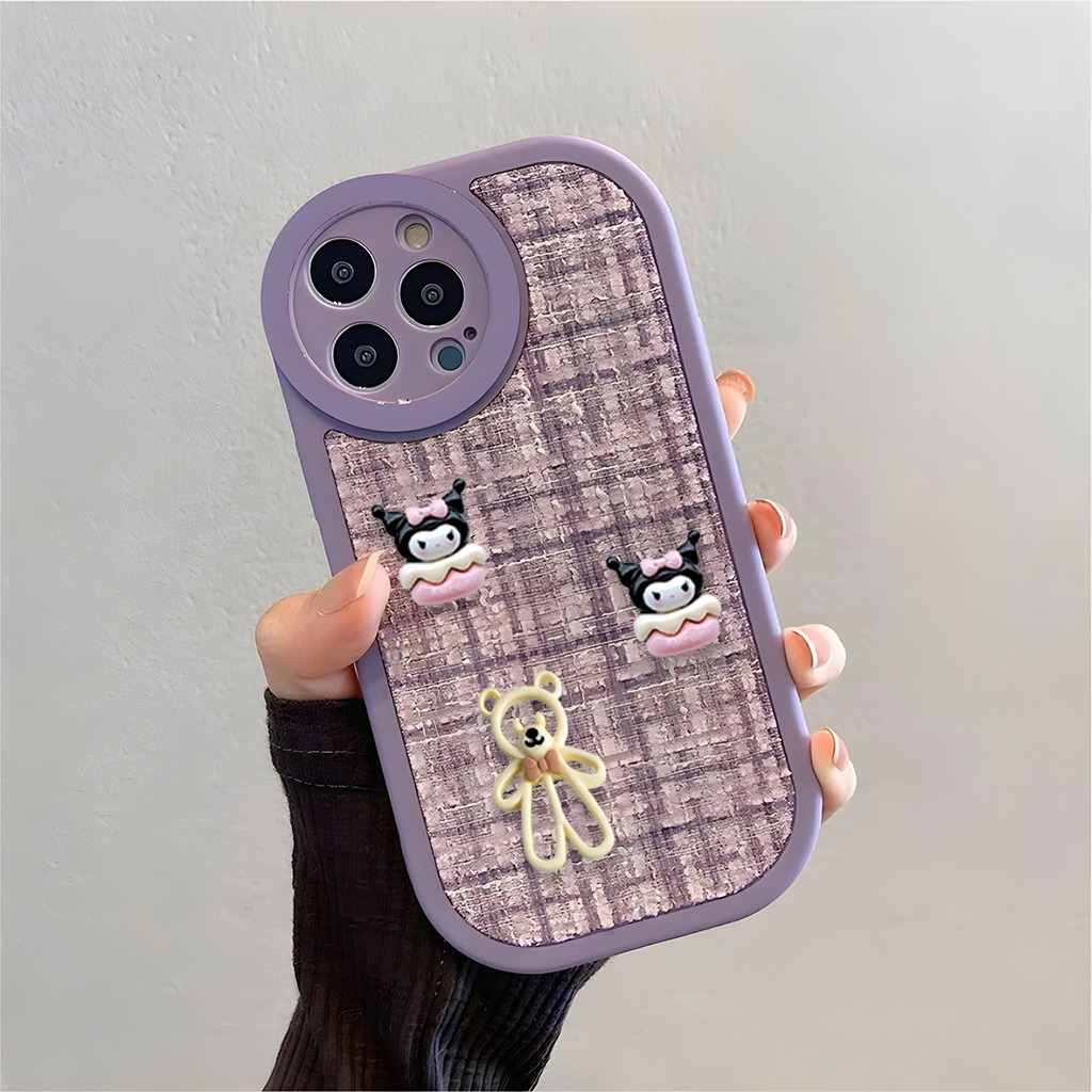 SS1145 Case For SAMSUNG A03 CORE A04 A04E A10 A20S Wooven Tweed 4D Doll Knit Purple Softcase Casing 