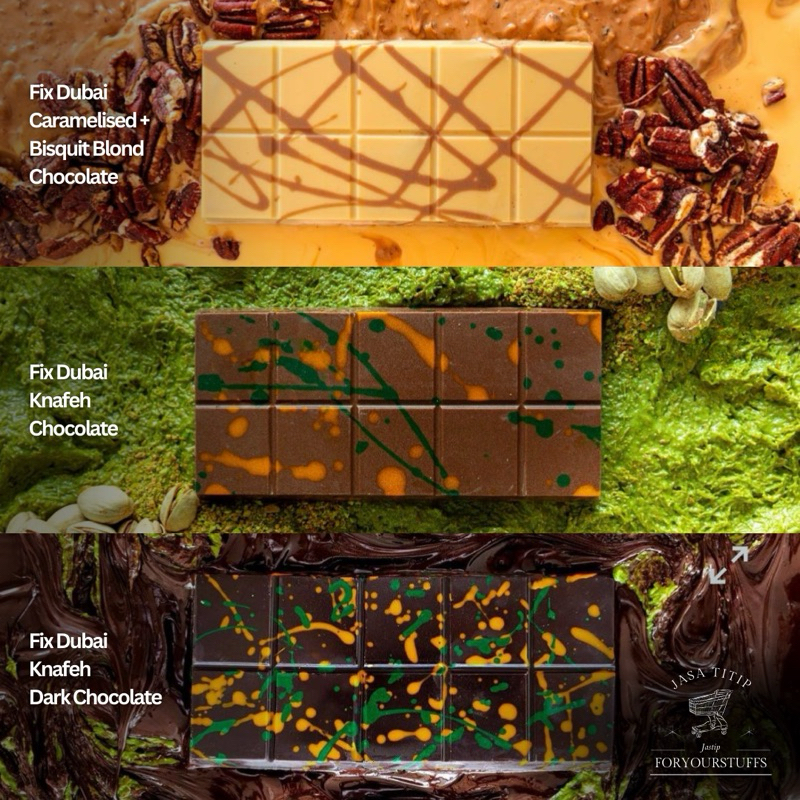 

[PRE-ORDER] Fix Dubai Dessert Chocolate Chocolatier ORIGINAL - Knafeh Dark, The Real Milk, Catch Me If Pecan