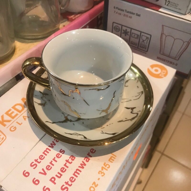 CANGKIR SET GOLD / CANGKIR KOPI MEWAH / CANGKIR KADO / CANGKIR SET MARBLE