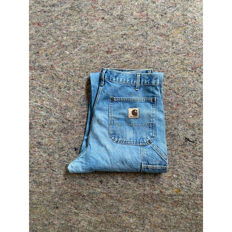 CARHARTT B73 DST DOUBLE KNEE CARPENTER PANTS  DENIM BLUE JEANS