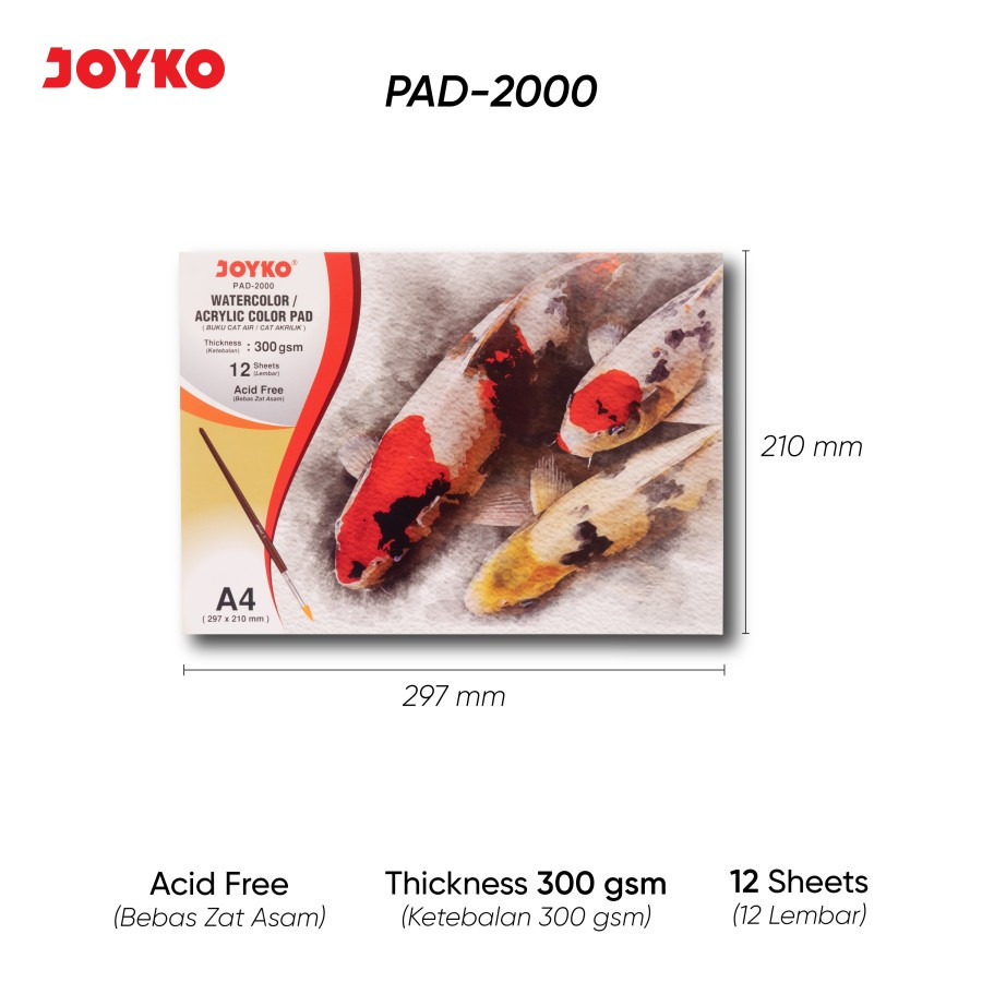 

WATERCOLOR / ACRYLIC COLOR PAD ( BUKU CAT AIR / CAT AKRILIK ) JOYKO PAD-2000 A4