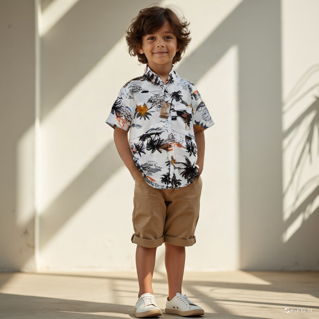 Baju Kemeja Pantai Anak Tanggung Laki-laki CALVINO usia 8-11 tahun Bayi Cowok Bahan Katun Mikro Leng