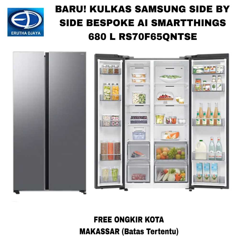 KULKAS SAMSUNG SIDE BY SIDE BESPOKE AI SMARTTHINGS 680 L KULKAS SAMSUNG SIDE BY SIDE BESPOKE AI SMAR