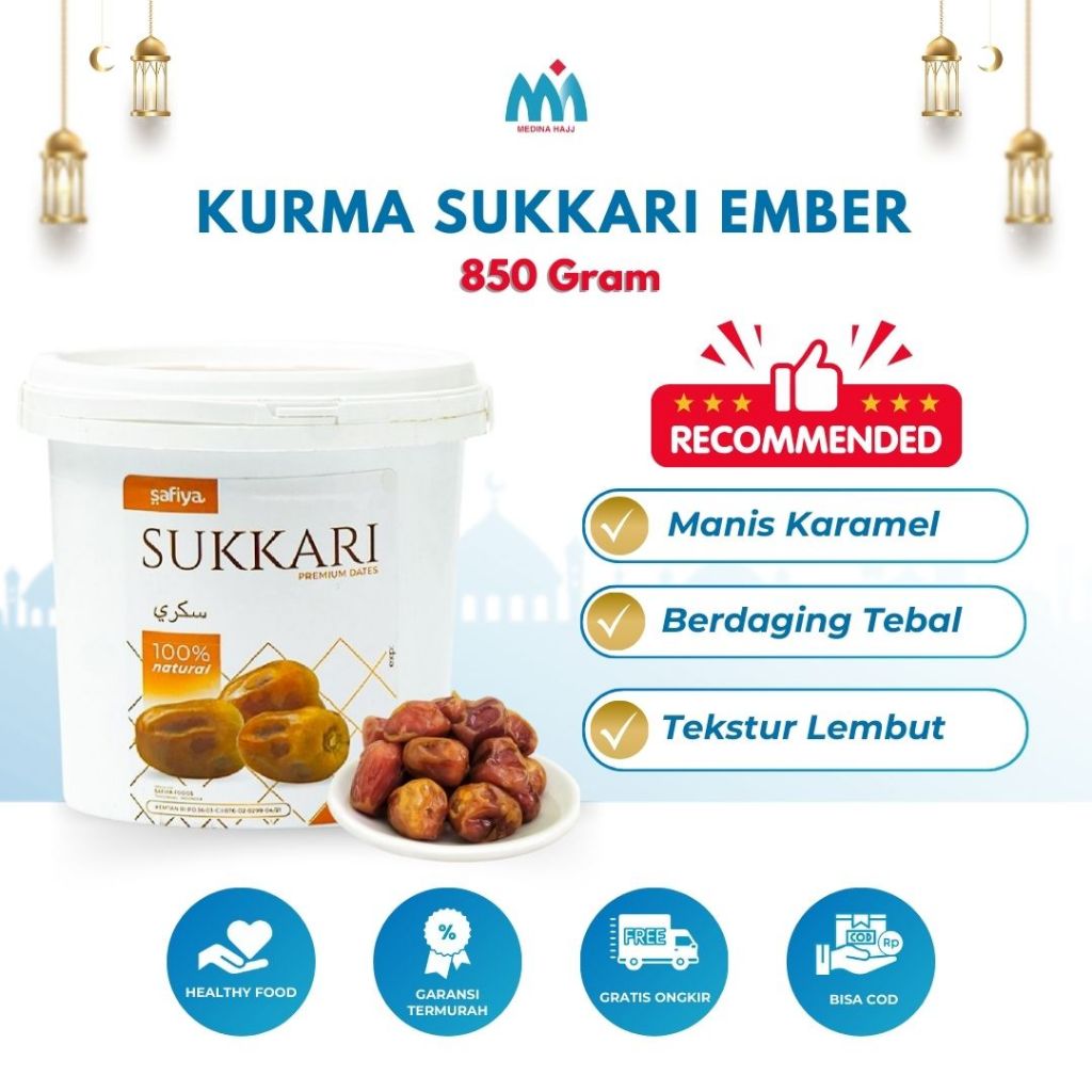 

Kurma Sukari Kemasan Ember 850 Gram Safiya | Kurma Sukari Raja Lembut Basah Premium