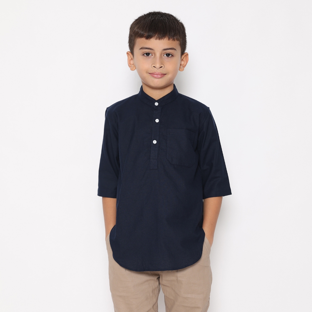 Dancus Kemeja Koko Pakistan Anak / Koko Kurta Anak Warna Navy OLRM258