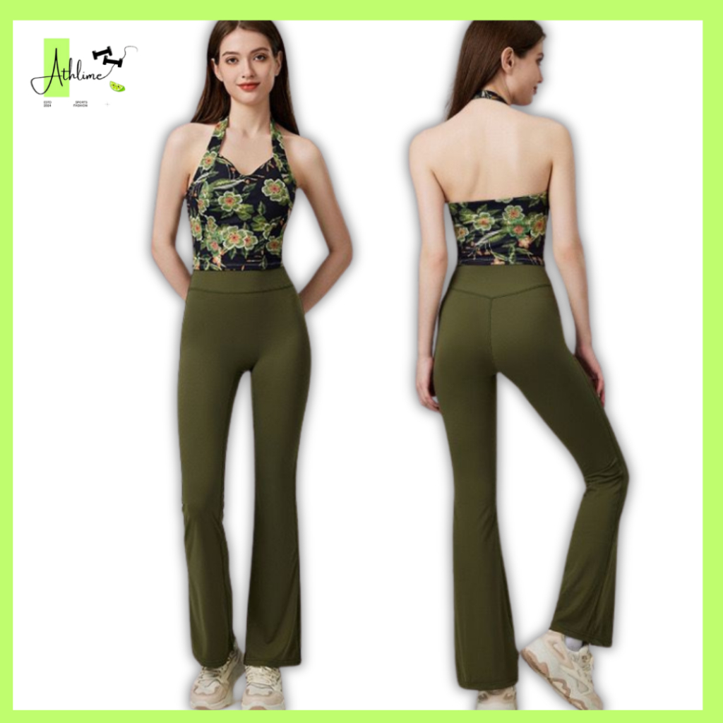 [athlime] Gardeny Bee Set / Setelan Baju Olahraga Wanita Premium / BH Legging Sport Gym Motif Bunga