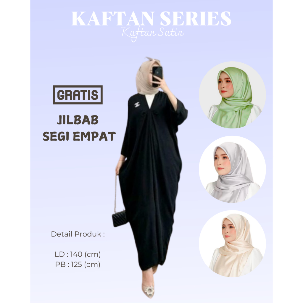 [PAKET 2 IN 1] ONE SET KAFTAN SATIN / PAKAIAN WANITA MUSLIM KEKINIAN / BAJU SET WANITA MUSLIM / LONG