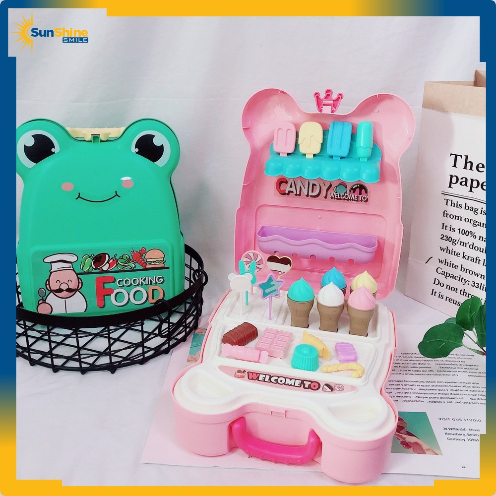 Mainan Set Kitchen Tas Ransel Anak / Mainan Masak Masakan Wastafel / Set Ice Cream Maker Portable Su