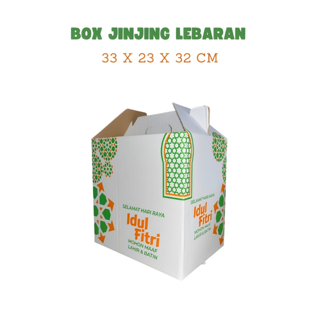 

BOX PARSEL LEBARAN JINJING UKURAN 33 X 23 X 32CM TEBAL 3MM MOTIF ISI 10 PCS