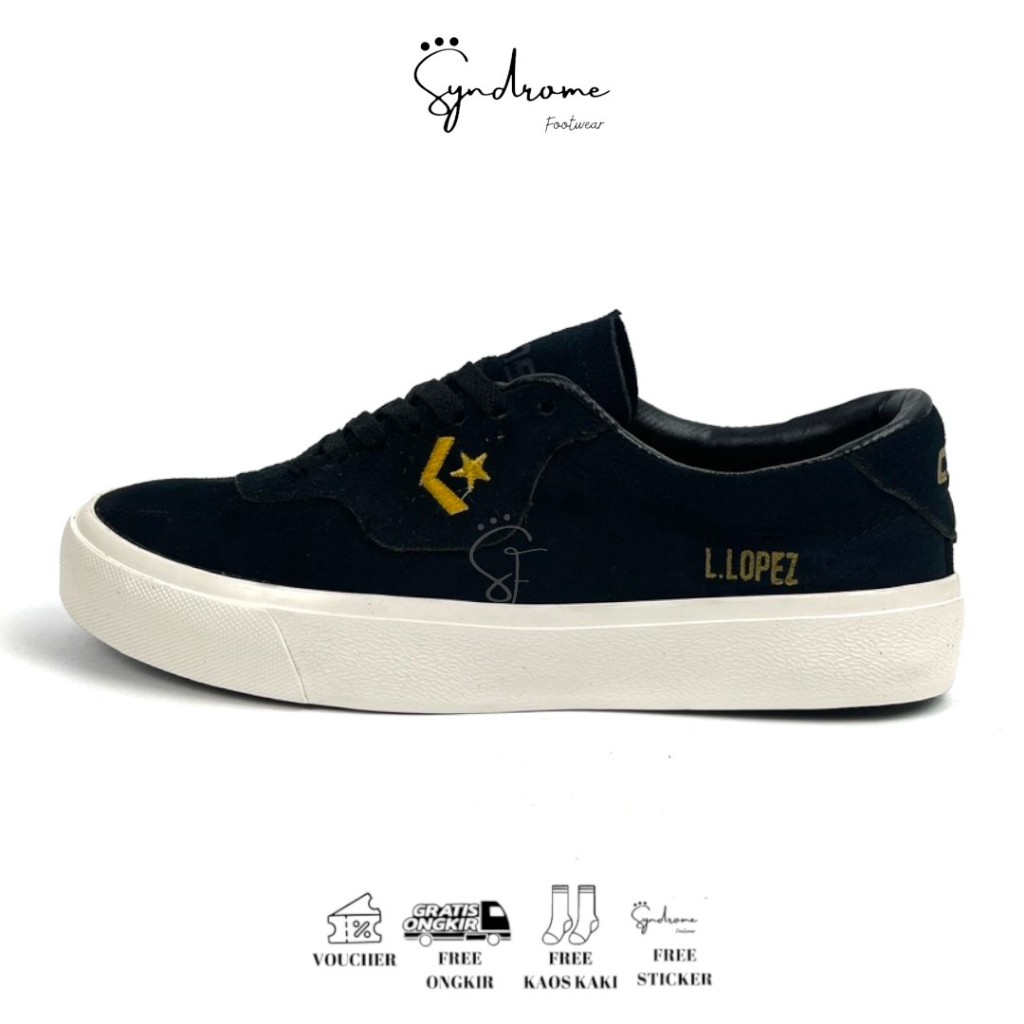 SEPATU CONVERSE CONS LOUIE LOPEZ PRO OX BLACK GOLD PREMIUM TAG VIETNAM CONS LOPEZ CONS ONE STAR OX