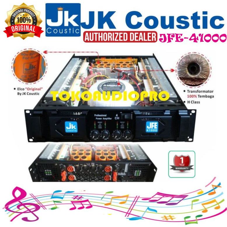 Power Amplifier JK Coustic JFE41000  4 Channel Power Ampli Jk Coustic JFE-41000 Original