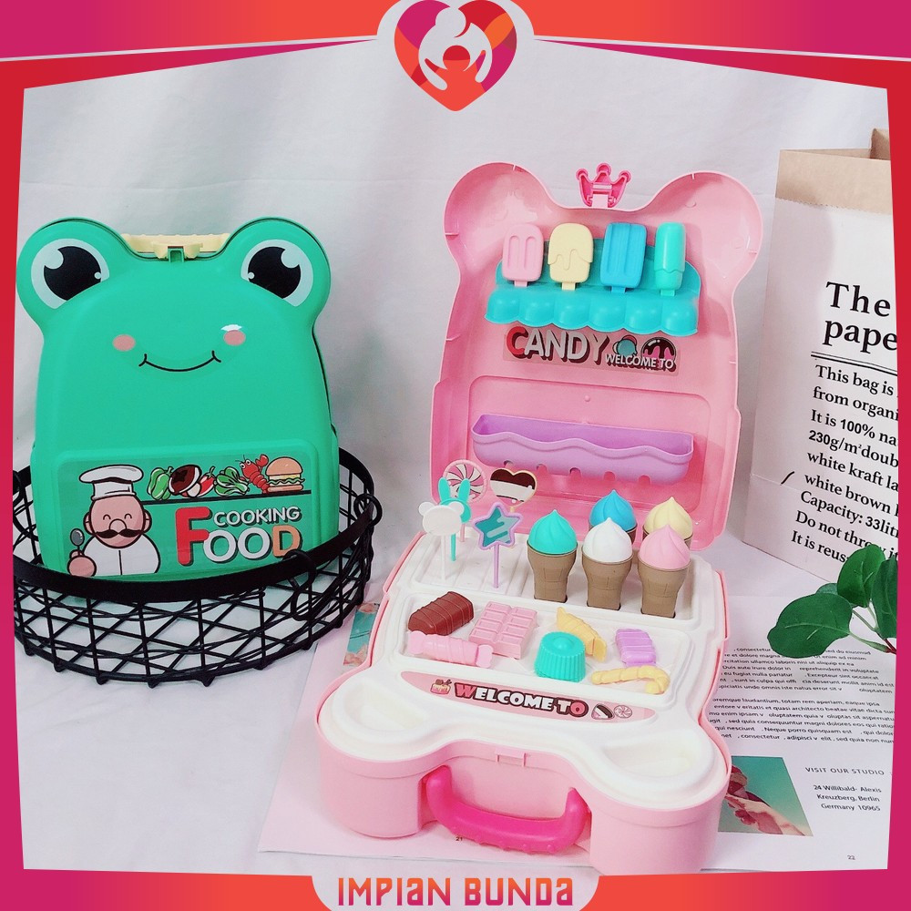 Mainan Set Kitchen Tas Ransel Anak / Mainan Masak Masakan Wastafel / Set Ice Cream Maker Portable Im